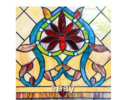 Stained Glass Window Panel Sunset Hues, Flower Petal Design