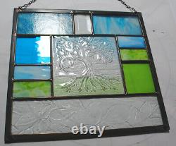 Stained Glass Window Panel Tee of Life green turquoise