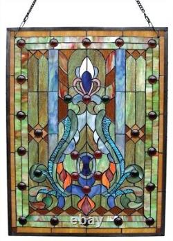 Stained Glass Window Panel Tiffany Style 18 Wide x 24 High ONE THIS PRICE