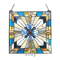 Stained Glass Window Panel Tiffany Style Arts & Crafts Mission 20x20 Suncatcher