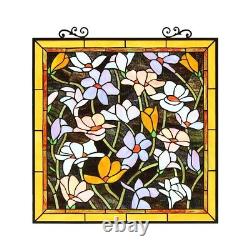 Stained Glass Window Panel Tiffany-Style Floral Assortment 25 Tall x 24 Wide