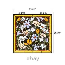 Stained Glass Window Panel Tiffany-Style Floral Assortment 25 Tall x 24 Wide