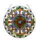 Stained Glass Window Panel Tiffany Style Floral Design Round 24in