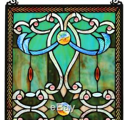 Stained Glass Window Panel Tiffany Style Hanging Wall Home Art Decor 15 x 26
