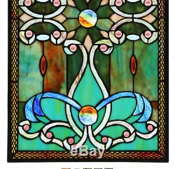 Stained Glass Window Panel Tiffany Style Hanging Wall Home Art Decor 15 x 26