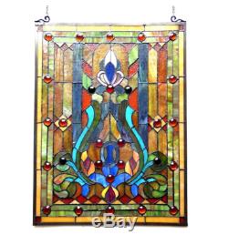 Stained Glass Window Panel Tiffany Style Hanging Wall Home Art Decor 18 x 24