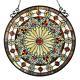 Stained Glass Window Panel Tiffany Style Round Victorian Suncatcher Large 23
