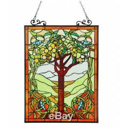 Stained Glass Window Panel Tiffany Style Tree of Life Hanging Wall Art Decor 25