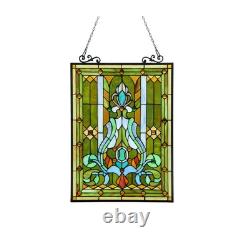 Stained Glass Window Panel Tiffany Style Victorian Design 18 x 25 ONE THIS PRICE