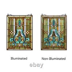 Stained Glass Window Panel Tiffany Style Victorian Design 18 x 25 ONE THIS PRICE