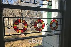 Stained Glass Window Panel Transom Large Suncatcher withSunset Colors 31.5 x 7.5