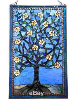 Stained Glass Window Panel Tree of Life Design Window Panel Hanging 32 x 20