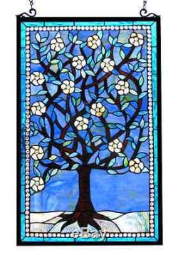 Stained Glass Window Panel Tree of Life Design Window Panel Hanging 32 x 20