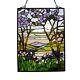 Stained Glass Window Panel Valley Lake & Mountains Tiffany Style ONE THIS PRICE