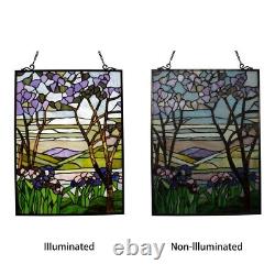 Stained Glass Window Panel Valley Lake & Mountains Tiffany Style ONE THIS PRICE
