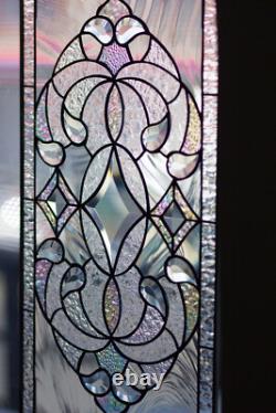 Stained Glass Window Panel Victorian Handcrafted Beveled Pieces 21 by 12 in