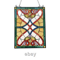 Stained Glass Window Panel Victorian Stained Cut Glass Tiffany Style 18 x 25