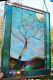 Stained Glass Window Panel Windy Tree turquoise purple gold