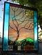 Stained Glass Window Panel bevel glass windy tree turquoise gold purple