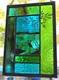 Stained Glass Window Panel heron cattails turquoise blue green