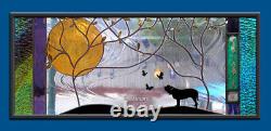 Stained Glass Window Panel memorial pet ashes personalized dog cat