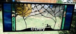 Stained Glass Window Panel memorial pet ashes personalized dog cat