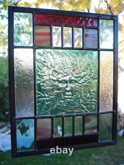 Stained Glass Window Panel spring aspen forest beveled green