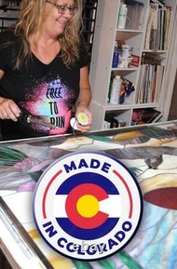 Stained Glass Window Panel sunflowers bicycle mist landscape