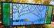 Stained Glass Window Panel two trees mountain cattails river green turquoise