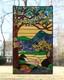 Stained Glass Window Panel valley view, 20 x 33.75
