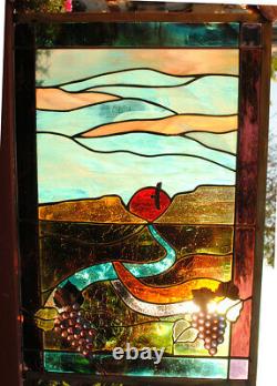 Stained Glass Window Panel vineyard winery grape mountain valley eagle