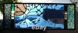 Stained Glass Window Panel wedding personalized trees Beveled blue anniversary