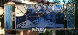 Stained Glass Window Panel wedding personalized trees Beveled blue anniversary