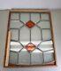 Stained Glass Window Panel with Wood Frame Geometric Design, Signs of Use