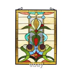 Stained Glass Window Panels Floral Modern Tiffany Style MATCHING PAIR Suncatcher