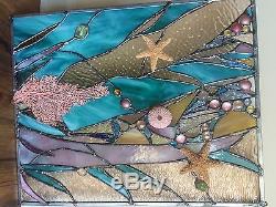Stained Glass Window Sea Shell Starfish Coral Suncatcher Ocean Panel OOAK