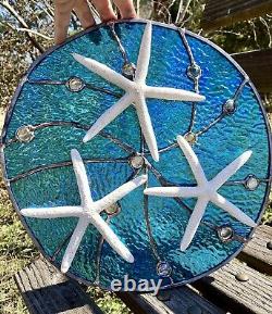 Stained Glass Window Starfish Sailboat Suncatcher Ocean Panel