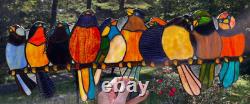 Stained Glass Window Suncatcher Panel Perch Birds Tiffany Style Songbirds 24