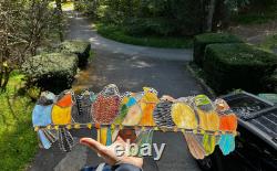 Stained Glass Window Suncatcher Panel Perch Birds Tiffany Style Songbirds 24