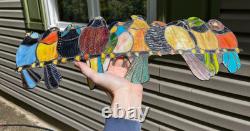 Stained Glass Window Suncatcher Panel Perch Birds Tiffany Style Songbirds 24