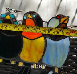 Stained Glass Window Suncatcher Panel Perch Birds Tiffany Style Songbirds 24