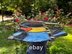Stained Glass Window Suncatcher Panel Perch Birds Tiffany Style Songbirds 24