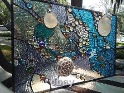 Stained Glass Window Tropical Fish Sea Shell Sailboat Suncatcher Ocean Panel