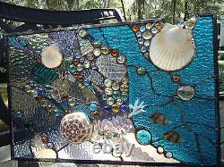 Stained Glass Window Tropical Fish Sea Shell Sailboat Suncatcher Ocean Panel