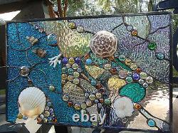 Stained Glass Window Tropical Fish Sea Shell Sailboat Suncatcher Ocean Panel