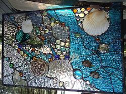 Stained Glass Window Tropical Fish Sea Shell Sailboat Suncatcher Ocean Panel