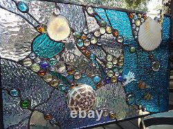 Stained Glass Window Tropical Fish Sea Shell Sailboat Suncatcher Ocean Panel