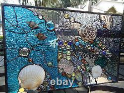 Stained Glass Window Tropical Fish Sea Shell Sailboat Suncatcher Ocean Panel