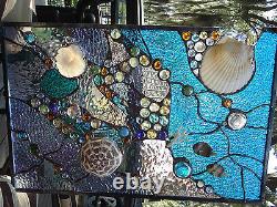 Stained Glass Window Tropical Fish Sea Shell Sailboat Suncatcher Ocean Panel