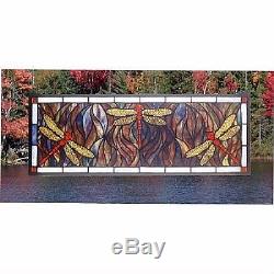 Stained Glass Window panel dragonfly trio